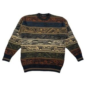 Brandini Men's XL 3D Knit Sweater Vintage Earth-tones